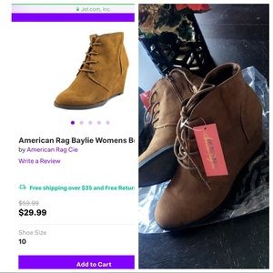 SOLD!!!!! American Rag Lace up Wedge Booties in Chestnut